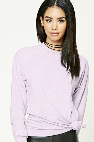Forever21 Acid Wash Knotted-hem Top