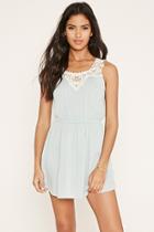 Forever21 Women's  Mint Crochet-paneled Mini Dress