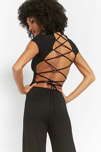 Forever21 Lace-up Back Jumpsuit