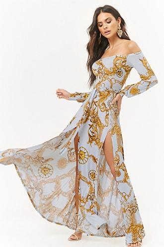 Forever21 Baroque Off-the-shoulder Maxi Dress