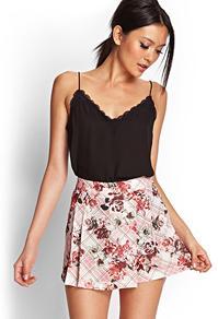 Forever21 Checkered Floral Skort