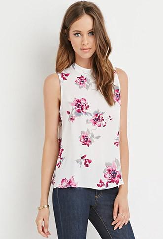 Forever21 Floral Tulip-back Top