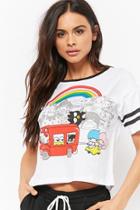 Forever21 Varsity-striped Hello Kitty Graphic Tee