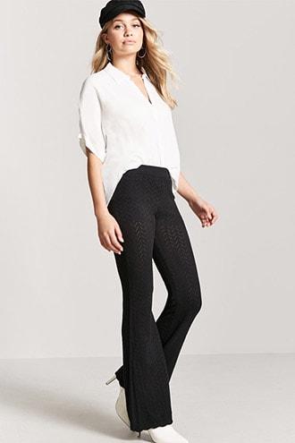 Forever21 Chevron Knit Flared Pants