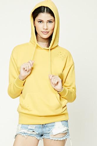Forever21 Distressed French Terry Hoodie