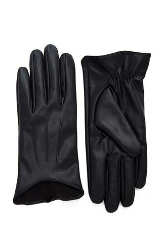 Forever21 Women's Black Faux Leather Gloves