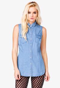 Forever21 Sleeveless Chambray Shirt