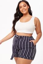 Forever21 Plus Size Paperbag Striped Shorts