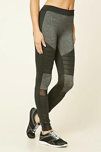 Forever21 Women's  Active Marled Moto Leggings