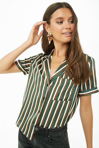 Forever21 Sheeny Striped Shirt