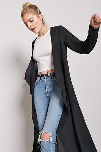 Forever21 Draped Open-front Longline Jacket