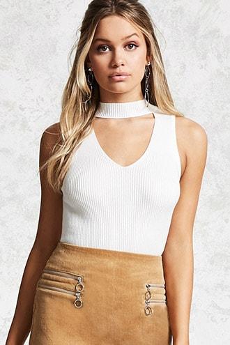 Forever21 Mock Neck Keyhole Tank Top