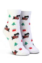 Forever21 Christmas Tree & Cat Print Socks