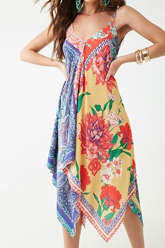 Forever21 Patternblock Handkerchief Dress