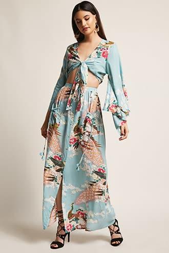 Forever21 Z&l Europe Floral Maxi Skirt