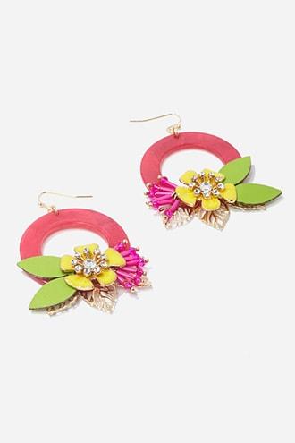 Forever21 Marble Accented Hoop Drop Earrings