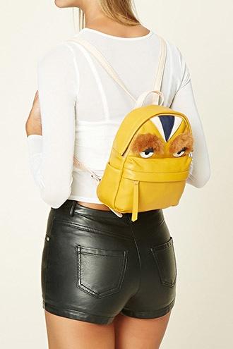 Forever21 Yellow Monster Face Mini Backpack