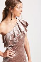 Forever21 Crushed Velvet One-shoulder Dress