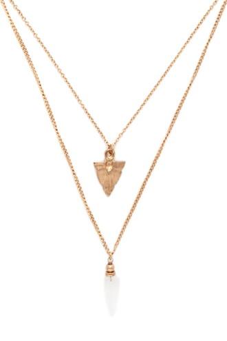 Forever21 Antic Gold & White Layered Faux Stone Necklace