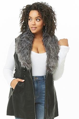 Forever21 Plus Size Faux Fur-trim Vest