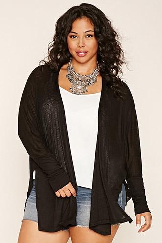Forever21 Plus Women's  Plus Size Side Slit Cardigan