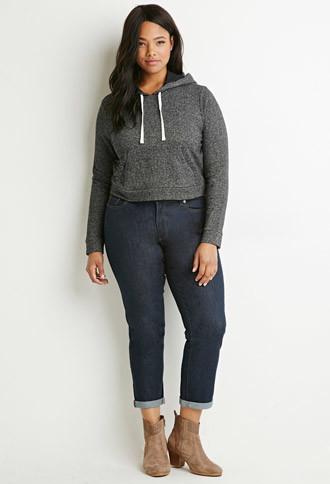 Forever21 Plus Contrast-lined Drawstring Hoodie