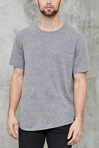 Forever21 Marled Longline High-low Tee