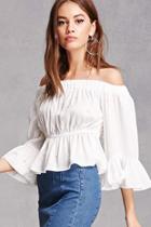 Forever21 Faux Pearl Off-the-shoulder Top
