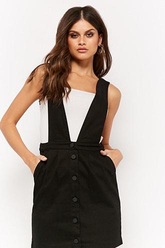 Forever21 Button-front Denim Overall Skirt
