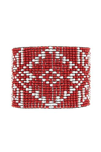 Forever21 Red & White Beaded Stretch Bracelet