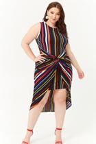 Forever21 Plus Size Multicolor Striped Twist-front High-low Dress