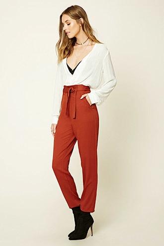 Love21 Women's  Rust Contemporary High-waisted Pants