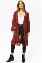 Forever21 Ruffle & Lace Longline Cardigan