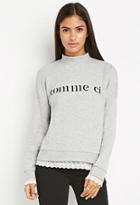 Love21 Comme Graphic Lace-trimmed Sweatshirt