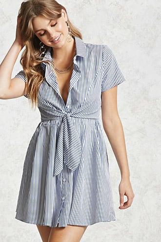 Forever21 Pinstripe Wrap-tie Shirt Dress