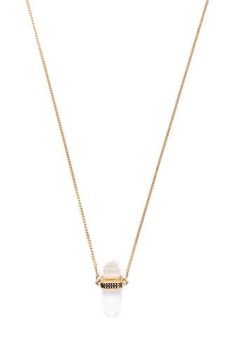 Forever21 Clear & Antique Gold Faux Crystal Longline Necklace