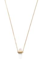 Forever21 Clear & Antique Gold Faux Crystal Longline Necklace