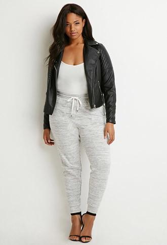 Forever21 Plus Women's  Heathered Drawstring Sweatpants