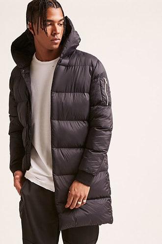 Forever21 Hooded Nylon Puffer Coat