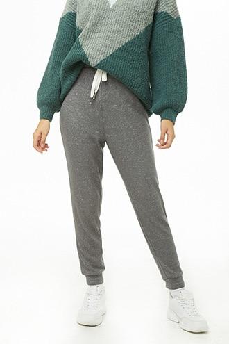 Forever21 Contrast Drawstring Fleece Joggers
