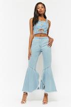 Forever21 Denim Crop Top & Flared Jeans Set