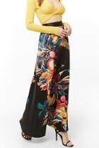 Forever21 Floral Print Satin Maxi Skirt