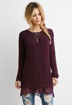 Forever21 Lace-hem Longline Sweater