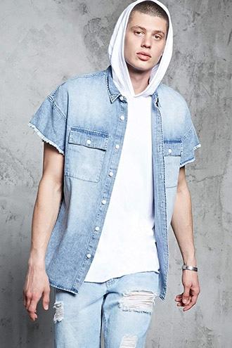 Forever21 Cap Sleeve Denim Shirt