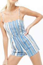Forever21 Striped Button-front Cami Romper