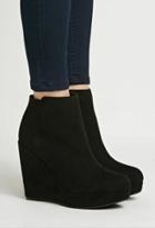 Forever21 Faux Suede Wedge Booties (black)
