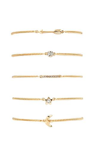 Forever21 Gold & Clear Mixed Charm Bracelet Set