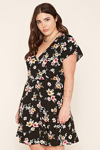 Forever21 Plus Women's  Plus Size Floral Surplice Dress