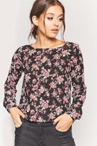 Forever21 Floral Chiffon High-low Top