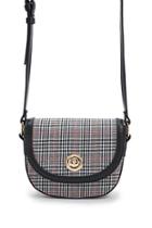 Forever21 Faux Leather Trim Plaid Crossbody
